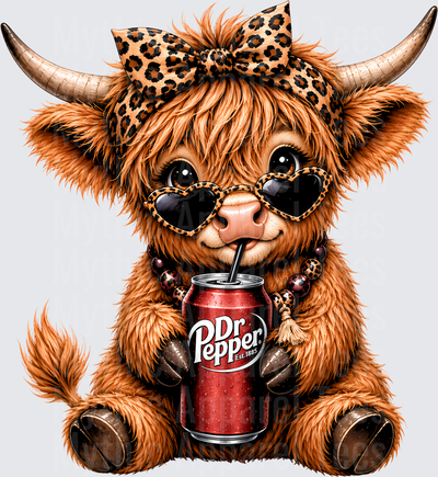 Highland Cow Dr Pepper Leopard Bow Heart Sunglasses Cute