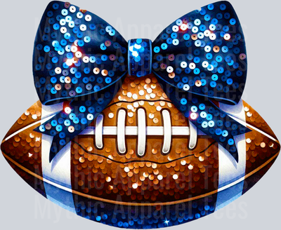 Sequin Football Navy Bow School Spirit & Sports