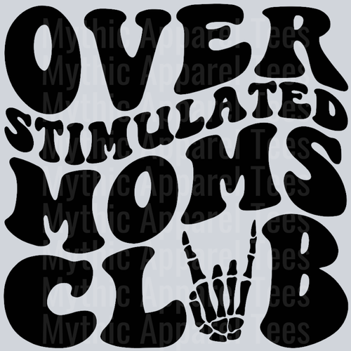 Overstimulated Moms Club Wavy Retro Funny Designs