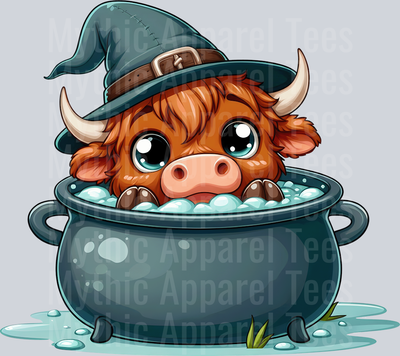 Cute cartoon halloween highland cow 5
