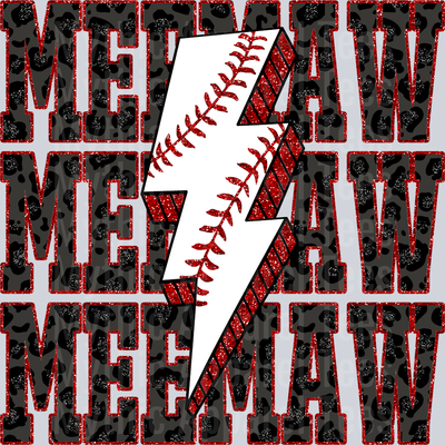 Baseball Meemaw Stacked School Spirit & Sports