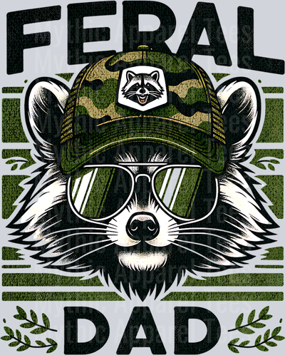 feral dad Raccoon Hat camo DTF Southern Transfers