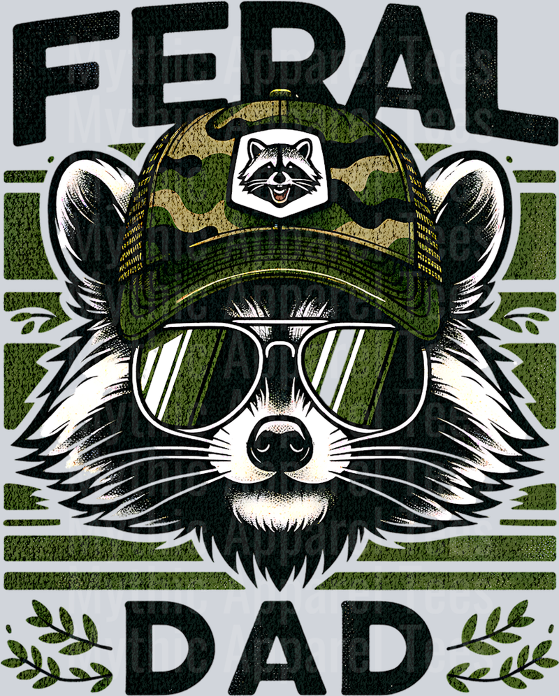 feral dad Raccoon Hat camo DTF Southern Transfers