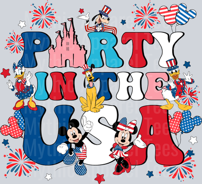 Party In the USA Disney Patriotic fireworks DTF Patriotic Disney Transfers