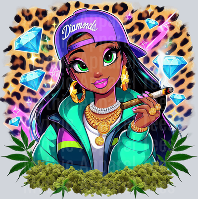 Jasmine Jewels Smoking Weed DTF Weed Transfers