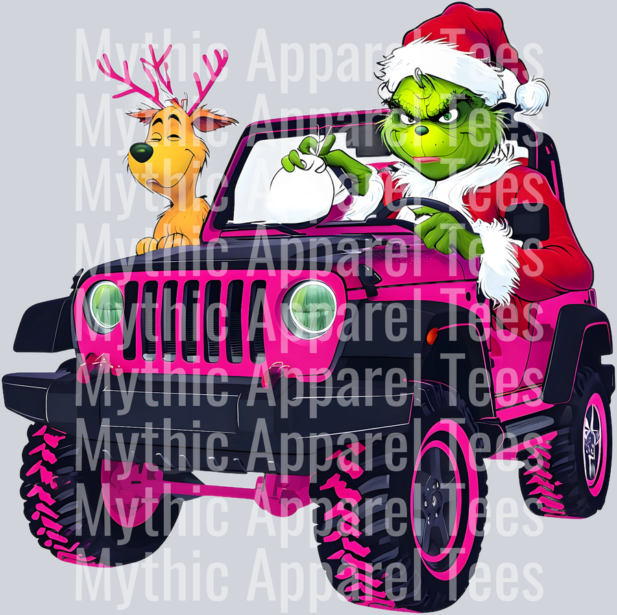 Jeep Grinch - Christmas DTF Transfer