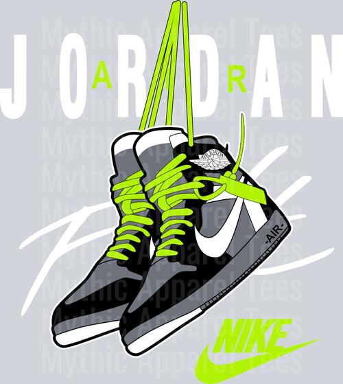 Neon Green Laces Michael Jordan Chicago Bulls Jordans Nike DTF Michael Jordan Transfers