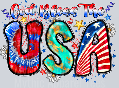 God Bless The USA 4th of july DTF Patriotic Transfers