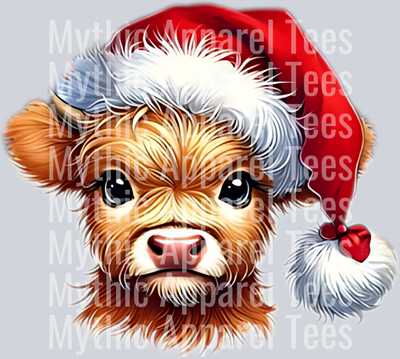 Highland cow santa hat design