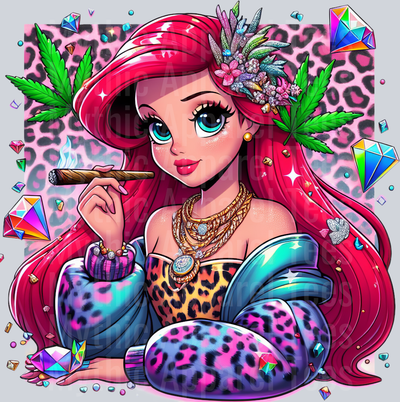 Ariel 2 Jewels Smoking Weed DTF Weed Transfers