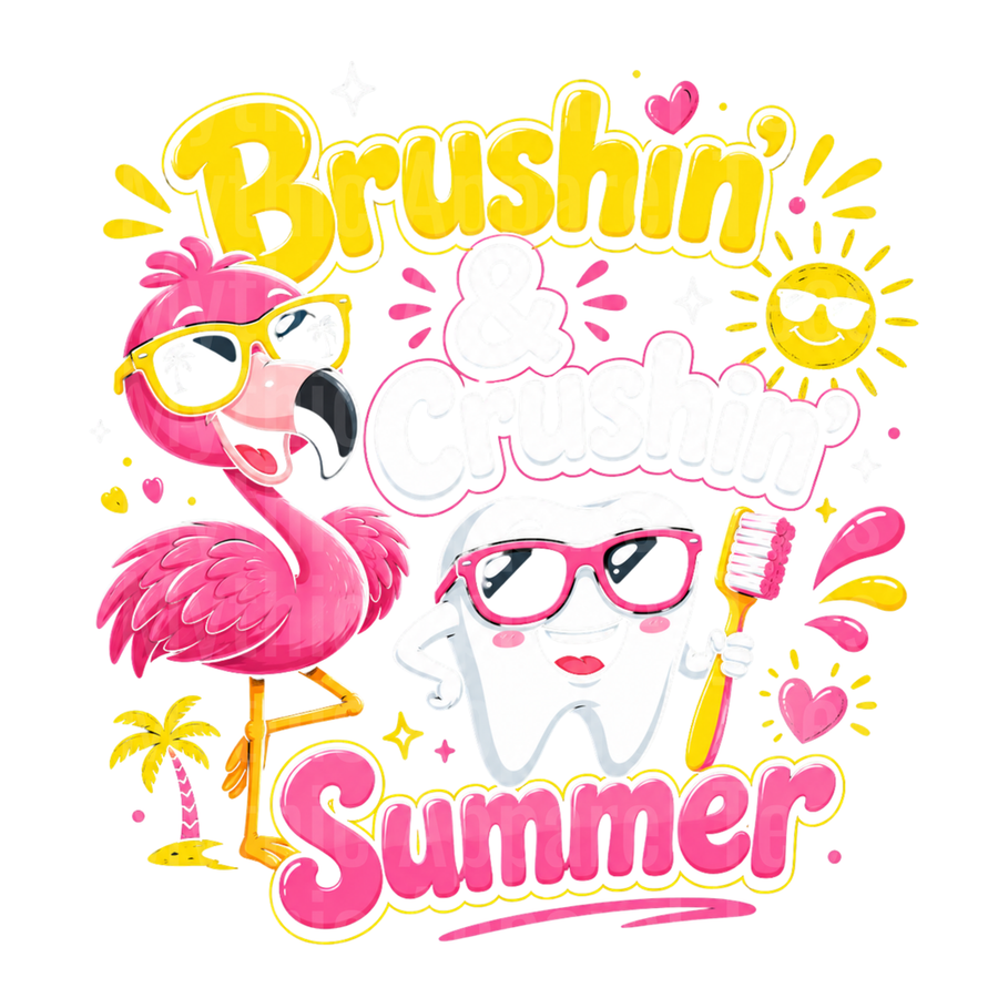 Flamingo Brushin & Crushin Summer Dental Tooth Sunglasses