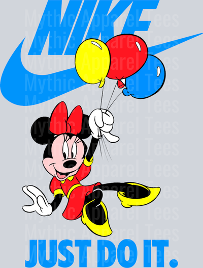 Minnie with Balloons JUST DO IT DTF Nike Transfers