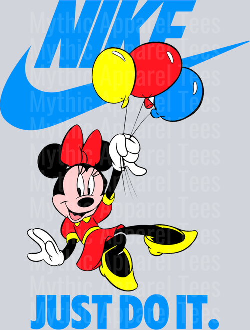 Minnie with Balloons JUST DO IT DTF Nike Transfers