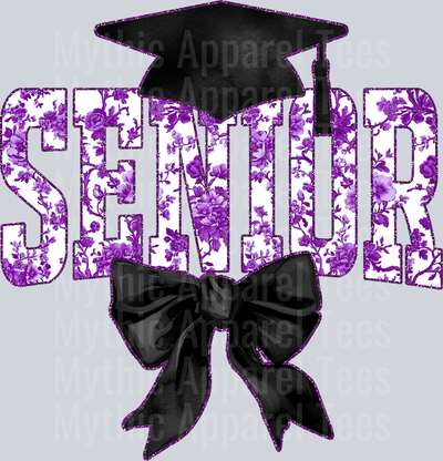 Purple Senior Hat College Font Floral Senior Graduation Design