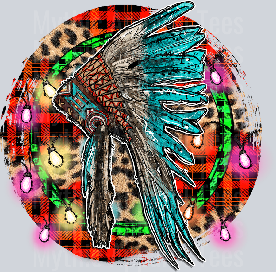 Indian Head Dress DTF Western Christmas Transfers