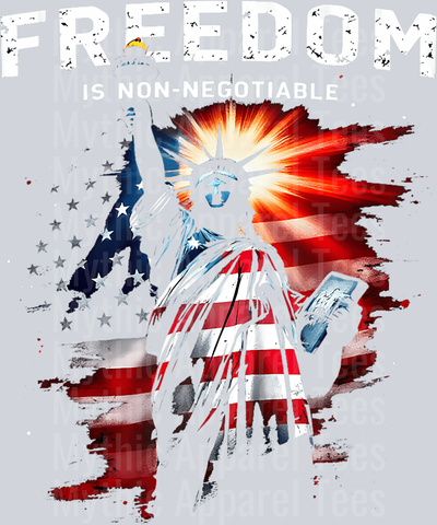 Freedom is non negotiable statue of liberty with flag red white and blue american flag DTF Patriotic Transfers