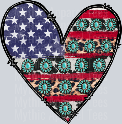 American Heart Bullet casings 4th of july DTF Patriotic Transfers