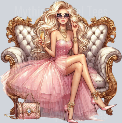 3 Glam Champagne Drinking Girl DTF Glam Transfers