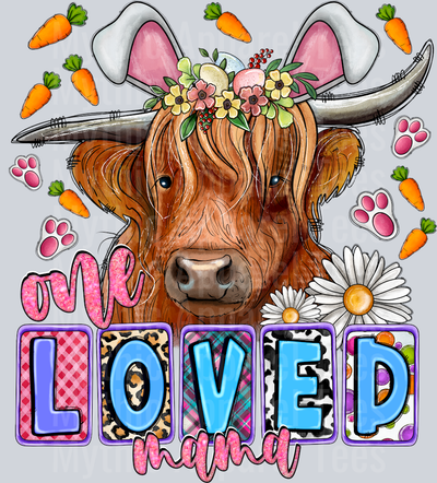 One Loved Mama Easter Highland Cow