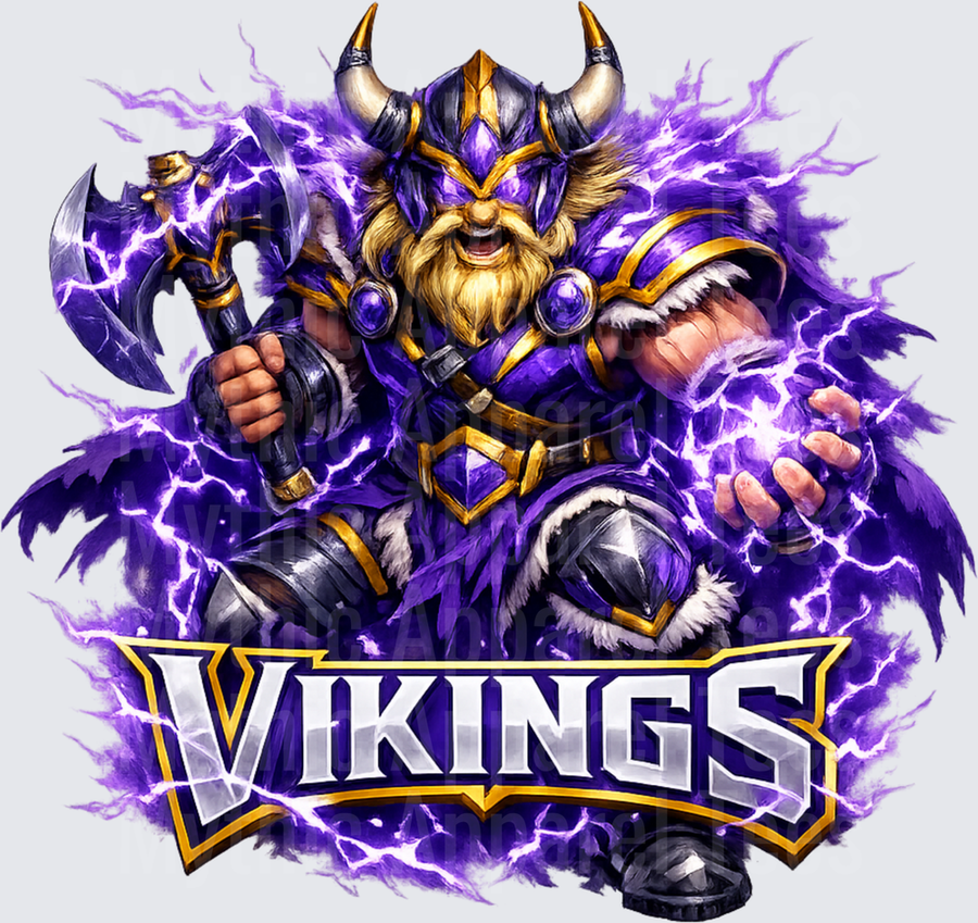 NFL Vikings Warrior Purple Lightning Axe Berserker Mascot