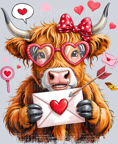 173 Highland Cow Heifer Valentines Day Happy Cowentines T-Shirt