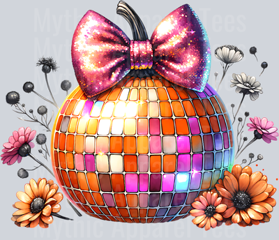 DISCO PUMPKIN WITH BOW CLIPART