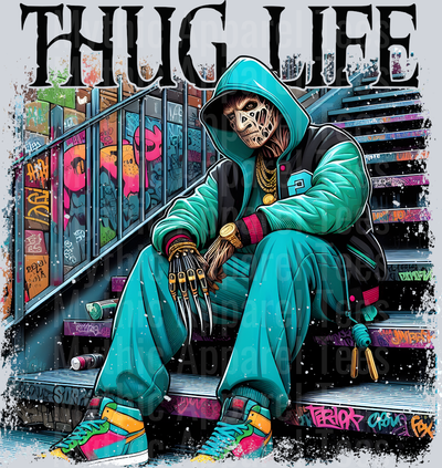 Freddy Kreuger 2 on stairs Horror Movie DTF Thug Life Transfers
