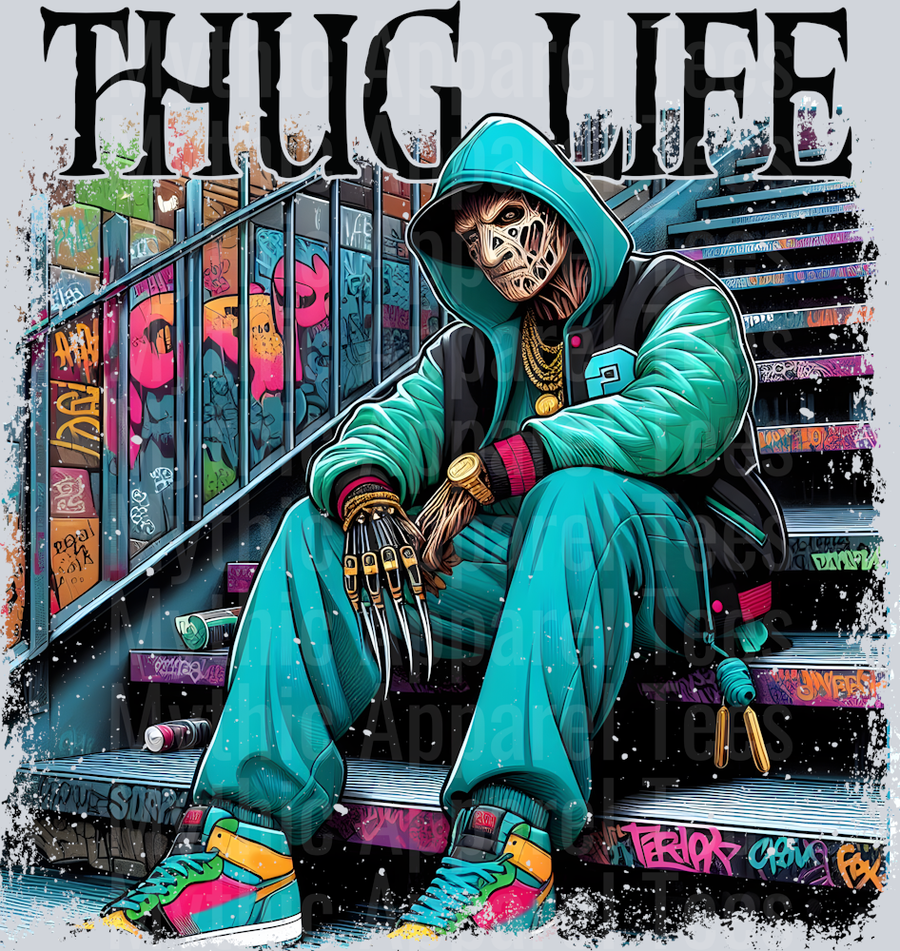 Freddy Kreuger 2 on stairs Horror Movie DTF Thug Life Transfers