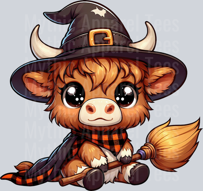 Cute cartoon halloween highland cow 20
