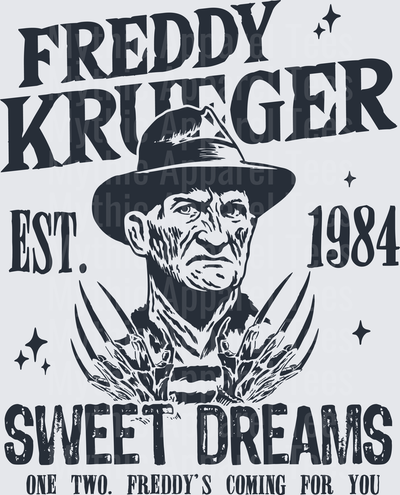 Freddy Krueger Est 1984 Sweet Dreams One Two Freddy's Coming For You Nightmare On Elm Street Horror Portrait With Razor Glove