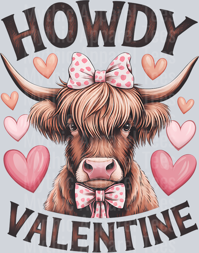 200 Howdy Valentine Highland Cow For Country Lovers Farm Premium T-Shirt