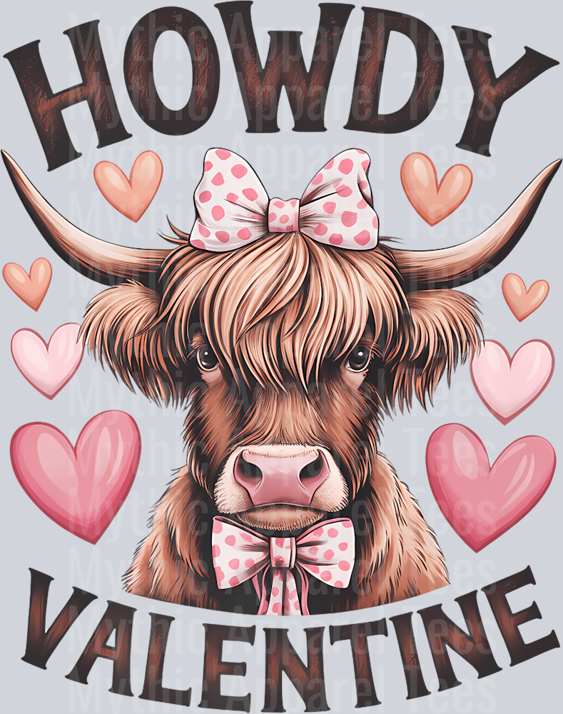 200 Howdy Valentine Highland Cow For Country Lovers Farm Premium T-Shirt