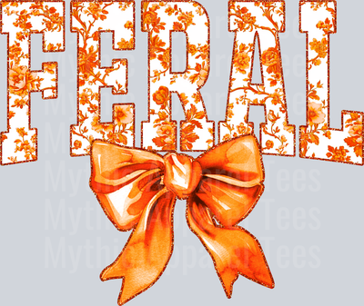 Orange Feral College Font With Bow Floral Pattern Feral Life