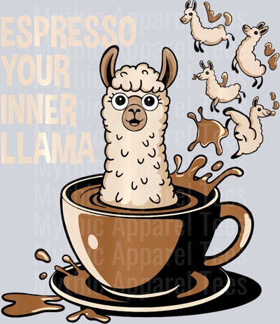 Espresso your inner llama coffee cup with llama  DTF Coffee Transfers