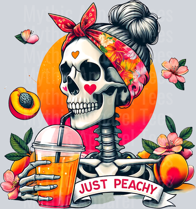 Just peachy skull girl with bandanna DTF Skull Transfers