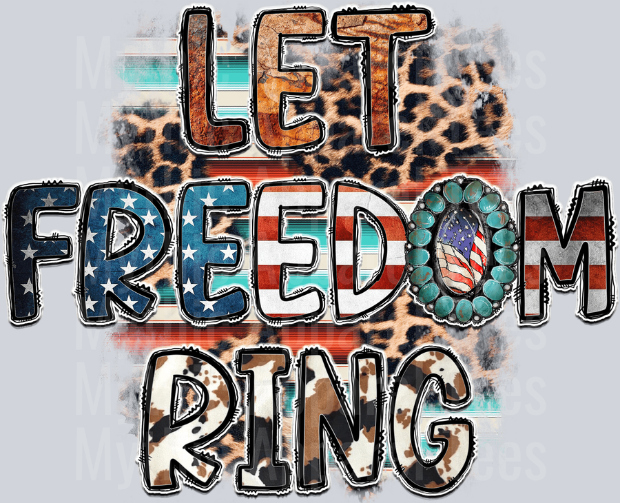 Let Freedom Ring 2 Cheetah and Flag 4th of July DTF Patriotic Transfers