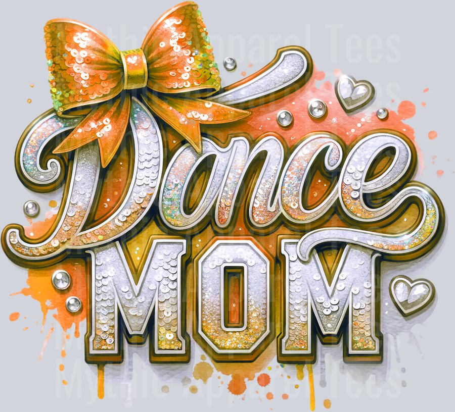 0015 Dance Mom Sequins Orange DTF Dance Mom Transfers