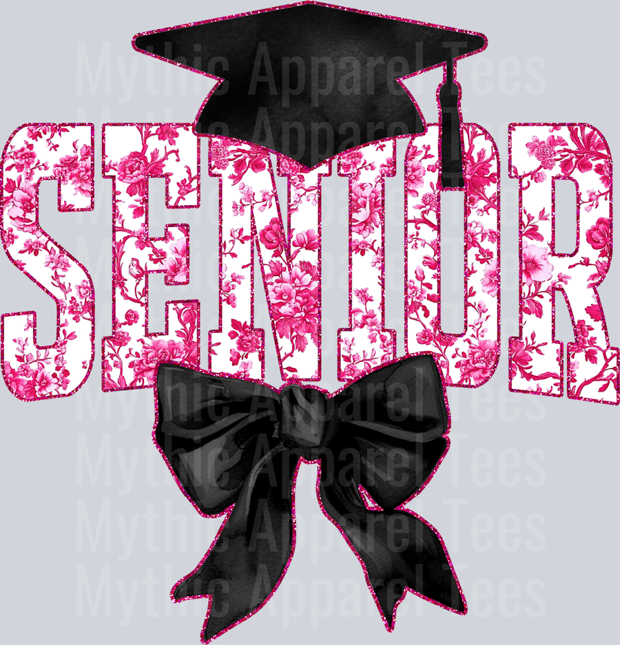 Pink Senior Hat College Font Floral Senior Graduation Design