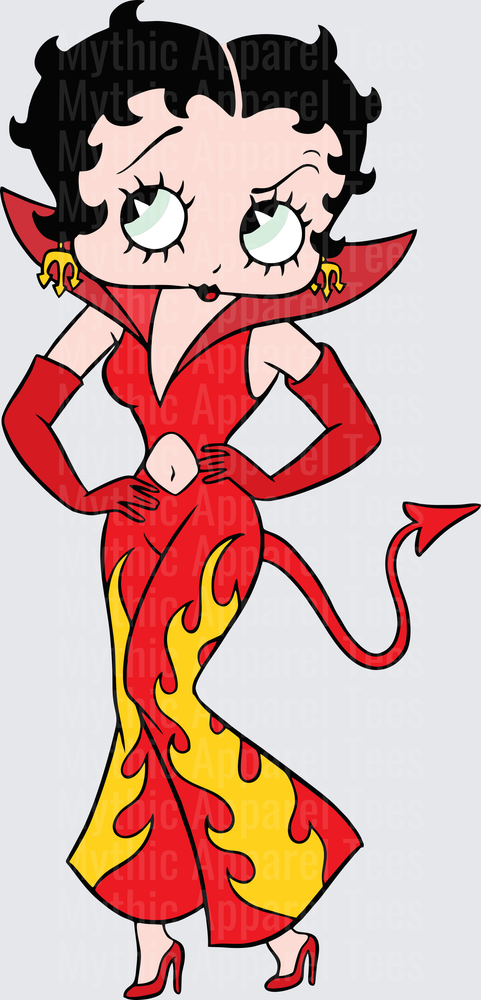 Betty Boop Devil Costume Red Flame Dress with Horns and Devil Tail