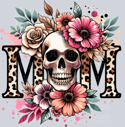 MOM skull with flowers DTF Mom Transfers