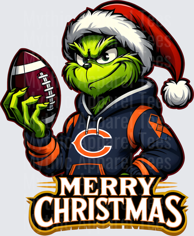 Grinch Santa Hat Chicago Bears Hoodie Football Merry Christmas