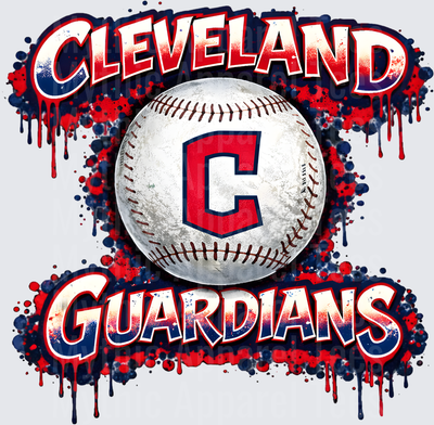 MLB Transfers Cleveland Guardians Baseball Grunge Paint Splatter Design