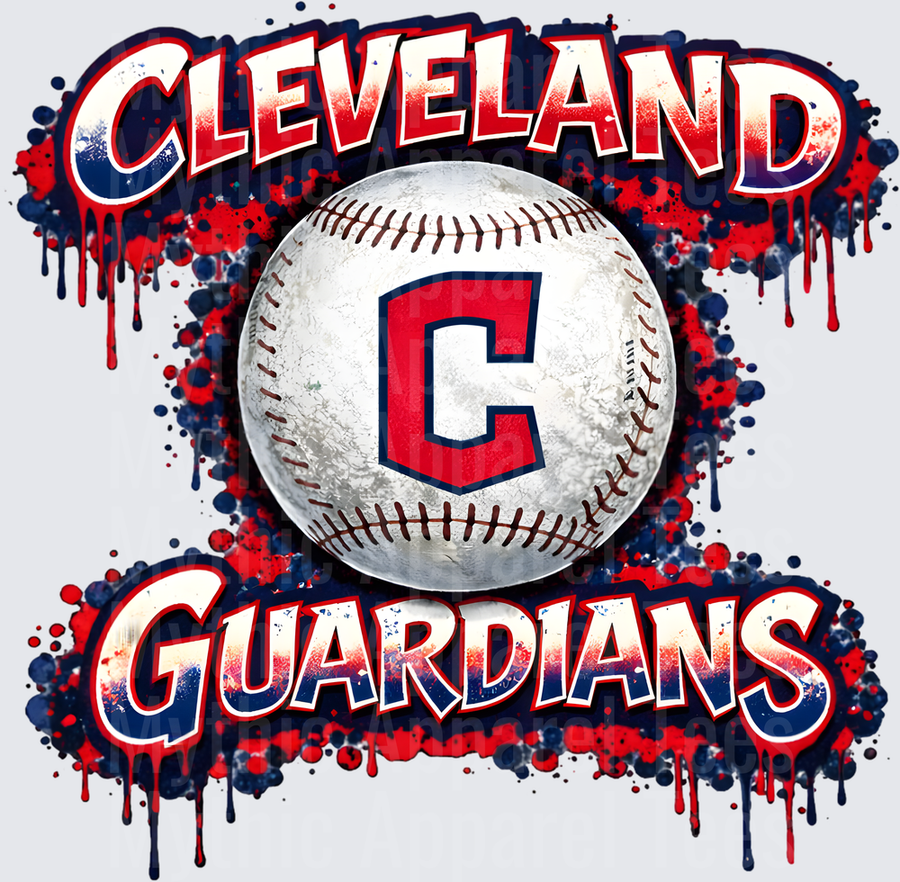 MLB Transfers Cleveland Guardians Baseball Grunge Paint Splatter Design