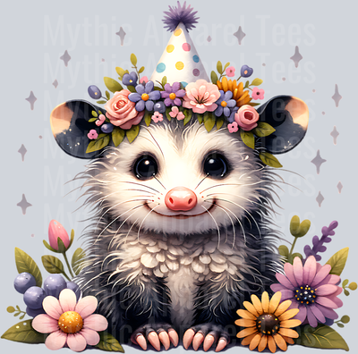 BABY OPOSSUM IN PARTY HAT CLIPART