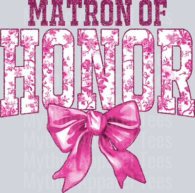 Light Pink Matron Of Honor College Font With Bow Floral Pattern Wedding