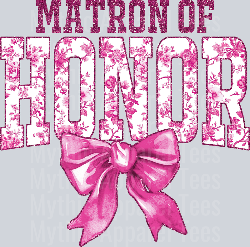 Light Pink Matron Of Honor College Font With Bow Floral Pattern Wedding