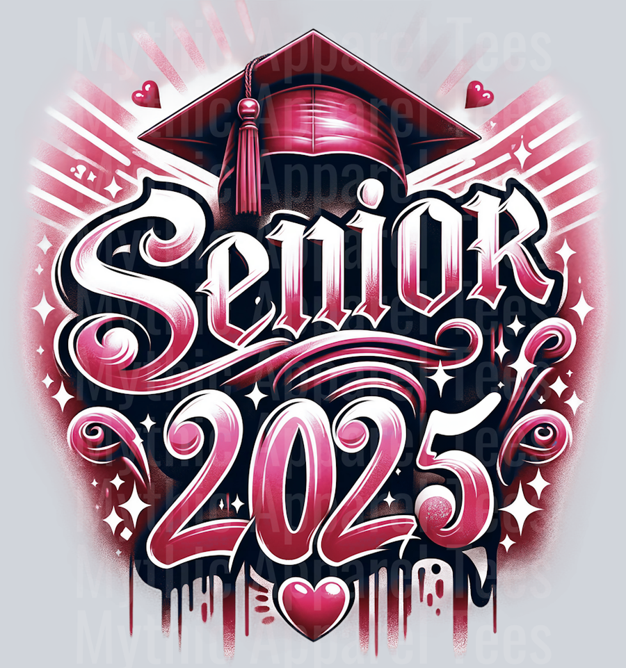0037 Senior 2025 Airbrushed 4 MAROON DTF 2025 Senior Graduation Transfers