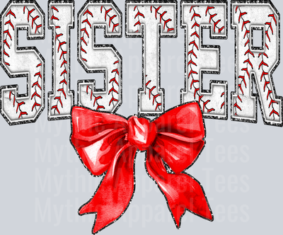 Baseball Sister Bow College Font Floral Pattern School Spirit & Sports