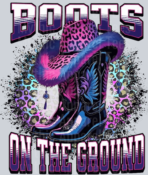 Purple and pink with cross Boots on the Ground DTF Western Girl Transfers