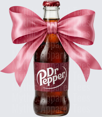 Dr Pepper Glass Bottle with Pink Satin Gift Bow